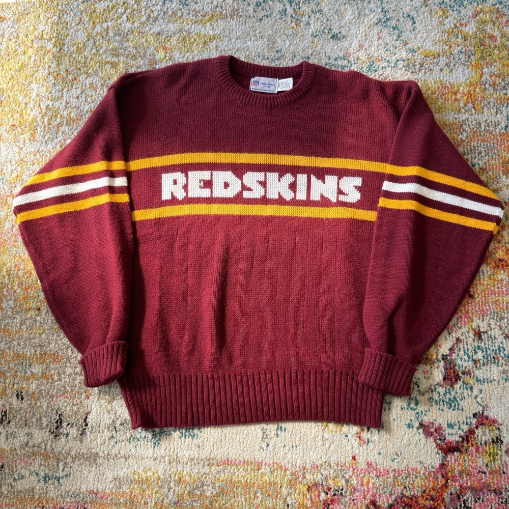 Vintage 1980's Cliff Engle NFL Washington Redskins Sweater Large Wool Knit